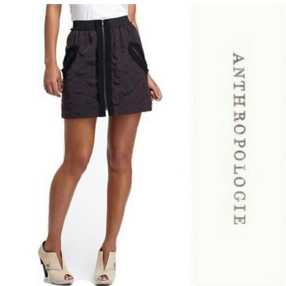 Anthropologie Leif Notes zip pocket quilted high waist mini skirt - Picture 1 of 13